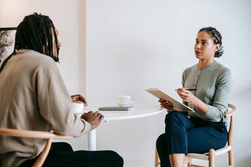 Marketing team collaborating at a table